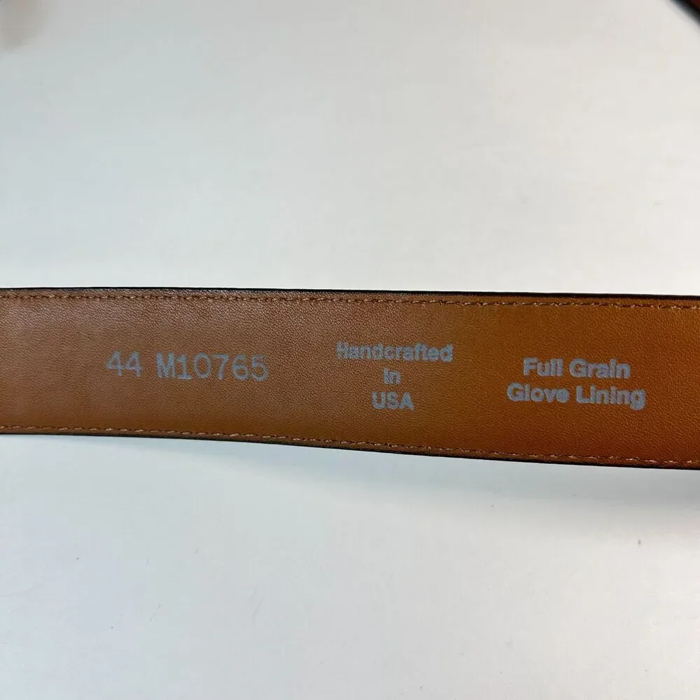 Brighton Men's Cognac Brown Pebble Grain Leather Silvertone Buckle Belt Size 44